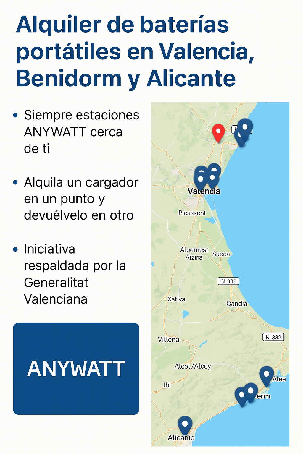 Portable battery rental in Valencia, Benidorm and Alicante | ANYWATT